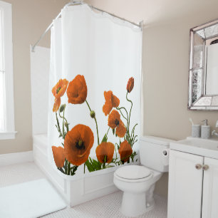 Orangefarbene Mohnblumen-Blume Duschvorhang