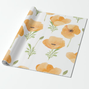 Orangefarbene Mohnblumen Blume Geschenkpapier