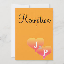 Orangefarbene Monogramm-Empfang-Karten für Sonnenu Einladung