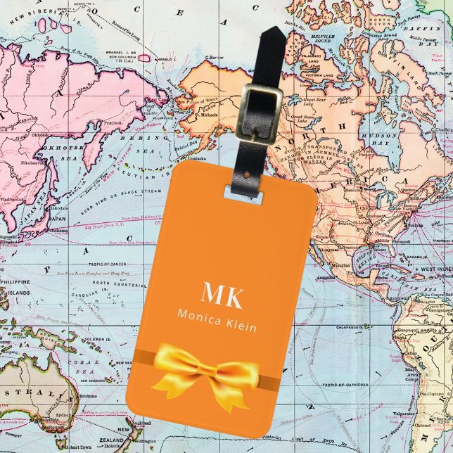 Orangefarbene Monogramm-Initialen Gepäckanhänger (Von Creator hochgeladen)