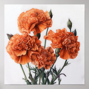 Orangefarbene Nelken Blume Art Print Poster
