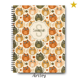 Orangefarbene, Niedliche Katzen Name Monogramm Notizbuch