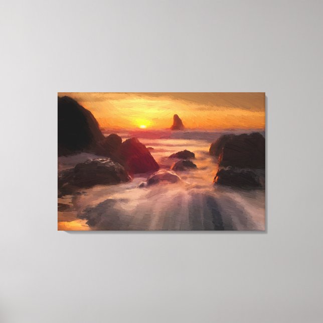 Orangefarbene Ozeanfarben Leinwanddruck (Vorderseite)