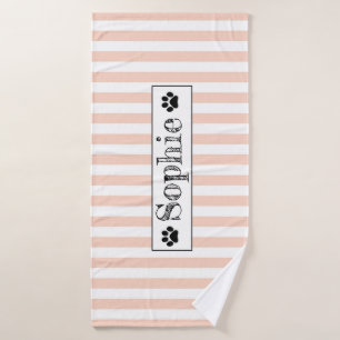 Orangefarbene Pastellstreifen Personalisierte Katz Badehandtuch