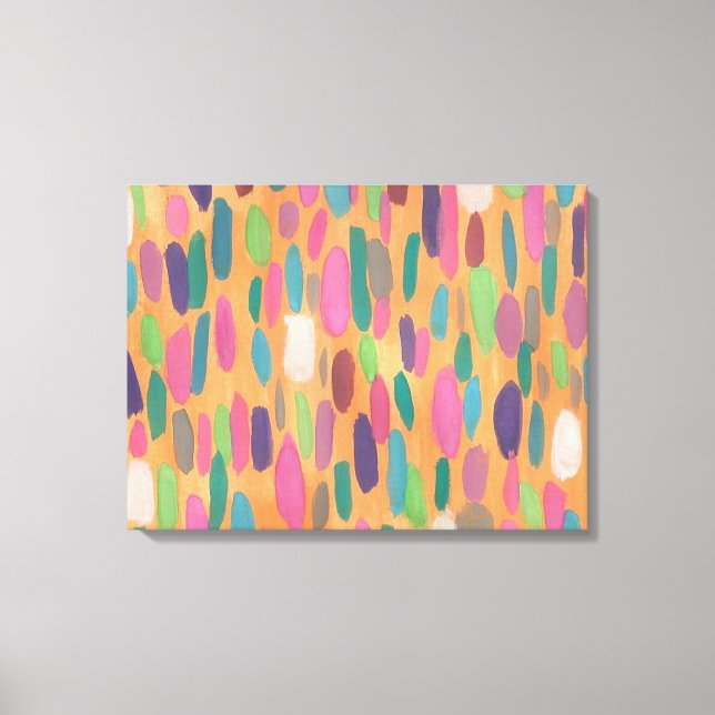 Orangefarbene Pinselstriche Abstrakte Leinwand Pri (Vorderseite)