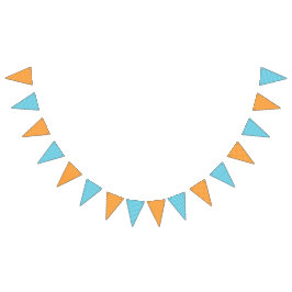 Orangefarbene Polka-Dosen und blaue Streifen Wimpelkette