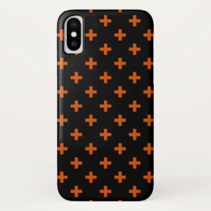Orangefarbene Polka-Kreuze auf schwarz Case-Mate iPhone Hülle