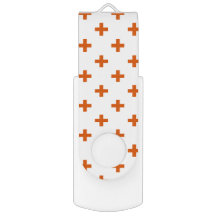Orangefarbene Polka-Kreuze auf weiß