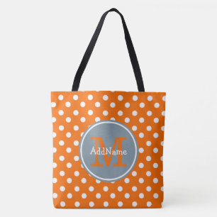 Orangefarbene Punkte Silver Monogram und Personali