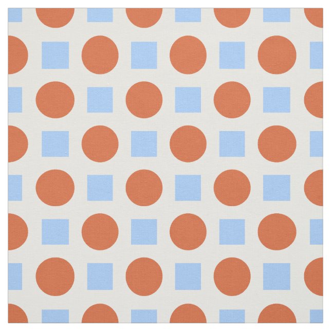 Orangefarbene Punkte und blaue Quadrate Stoff (Muster)