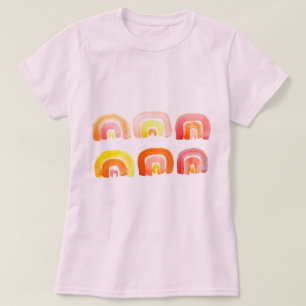 Orangefarbene Regenbogen-niedliche Retrografik T-Shirt