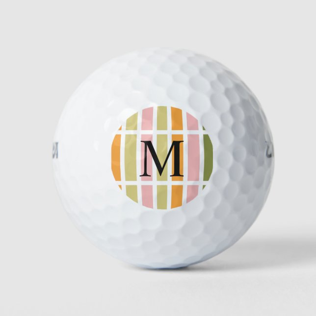 Orangefarbene Rosa Gold und grüne Streifen Golfball (Vorderseite)