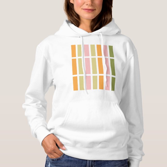 Orangefarbene Rosa Gold und grüne Streifen Hoodie (Vorderseite)