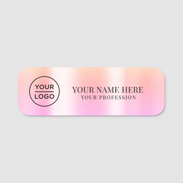 Orangefarbene rosa Logo Mitarbeiter magnetisch, Si Namensschild (Vorderseite)