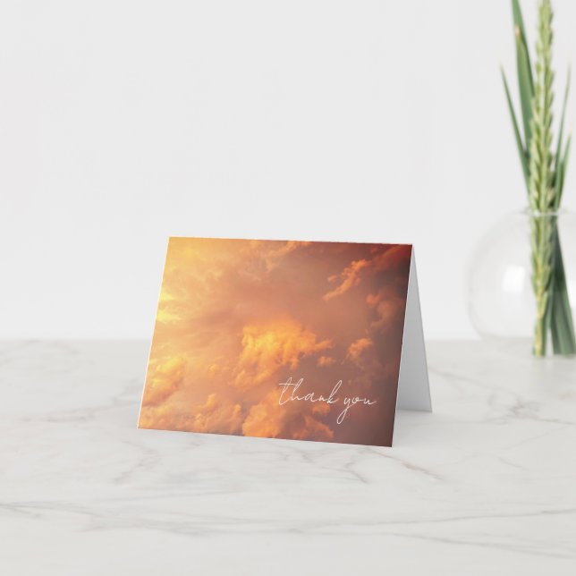 Orangefarbene rosa Wolken Wolkenszene Dankeskarte (Vorderseite)