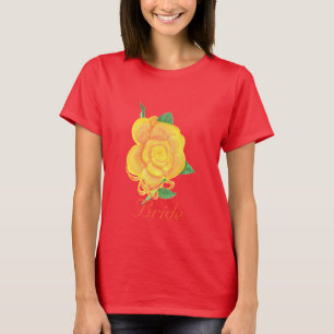 Orangefarbene Rose Aquarellmalerei, Braut in Shirt