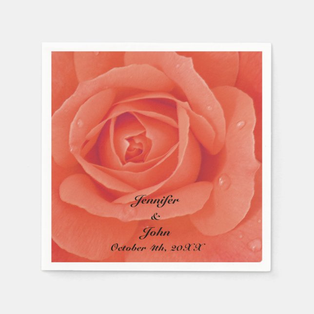 Orangefarbene Rose Blume Künstlerische farbenfrohe Serviette (Vorderseite)