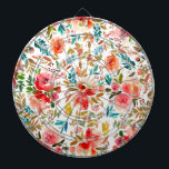 Orangefarbene Rose Blütensommer Dartscheibe<br><div class="desc">Botanisch bunter Orange,  Rot,  aquamarin und mint Sommerblumen auf weißem Hintergrund. Dieses Design eignet sich ideal für einen angesagten und farbenfrohen Sommerevent. Design mit Ihrer Nachricht und Informationen. Alle Designs sind gedruckt.</div>