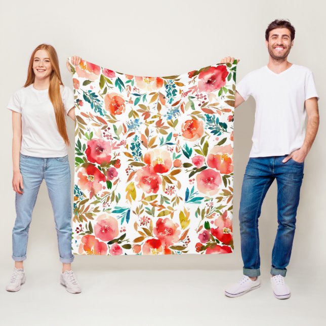 Orangefarbene Rose Blütensommer Fleecedecke (Beispiel)