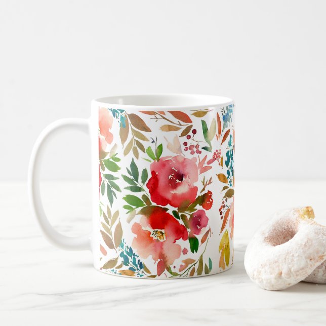 Orangefarbene Rose Blütensommer Kaffeetasse (Mit Donut)