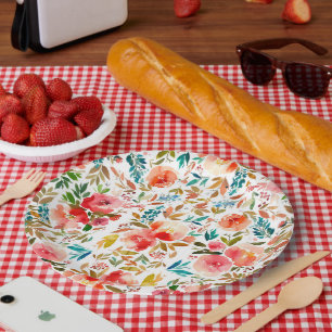 Orangefarbene Rose Blütensommer Pappteller