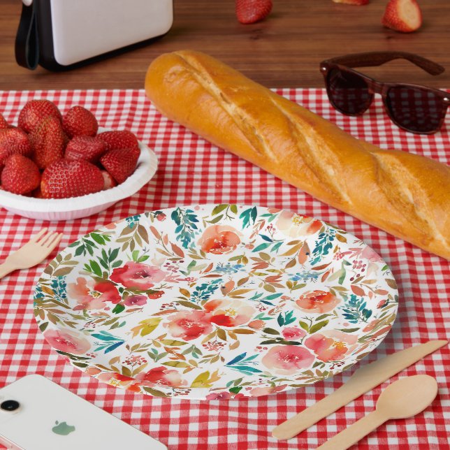 Orangefarbene Rose Blütensommer Pappteller (Picknick)