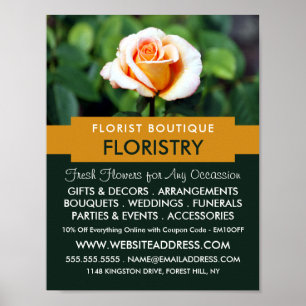 Orangefarbene Rose, Florist, Floristrische Werbung Poster