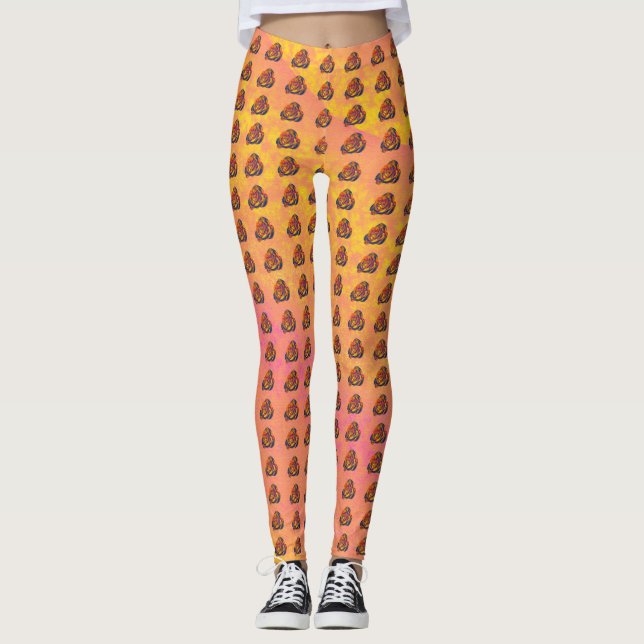 Orangefarbene Rose Frauen Leggings (Vorderseite)