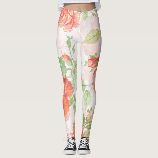Orangefarbene Rose, Leggings (Vorderseite)