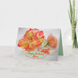 Orangefarbene Rose Malerei Blumengarten Karte