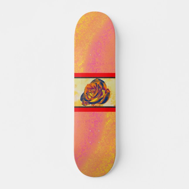 Orangefarbene Rose Skateboard (Vorne)