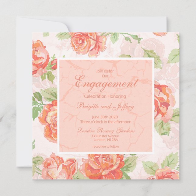 Orangefarbene Rose Verlobung Save The Date (Vorderseite)