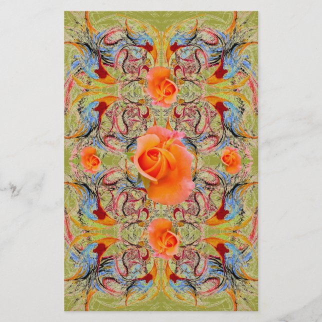 Orangefarbene Rose Viktorianisches Scrapbook Briefpapier (Vorderseite)