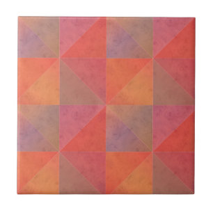 Orangefarbene rote Dreiecke Wasserfarbene Geometri Fliese