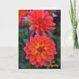 Orangefarbene, rote, gelbe Dahlische Blume mit Bei Karte