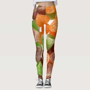 Orangefarbene rote Kaugummi mit Zucker bestreut Leggings