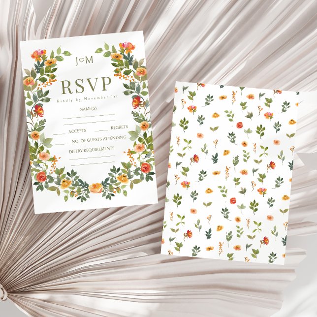Orangefarbene, rustikale Hochzeitskarten RSVP Karte (Von Creator hochgeladen)