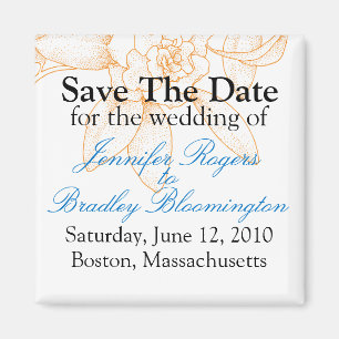 Orangefarbene Save the Date Hochzeitsmagnete-Favor Magnet