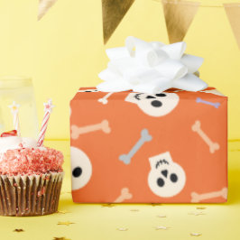 Orangefarbene Schädel und Knochenbrüche - Geschenk Geschenkpapier