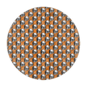 Orangefarbene Schädel und Sonnenblumen, Design 6 Schneidebrett