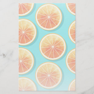 Orangefarbene Scheiben auf blau Briefpapier