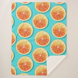 Orangefarbene Scheiben auf blau Sherpadecke