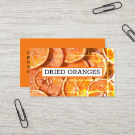 Orangefarbene Scheiben für die Rotation von Peels  Visitenkarte