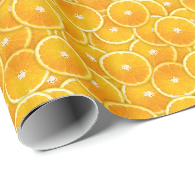 Orangefarbene Scheiben Geschenkpapier (Rolleneckpunkt)