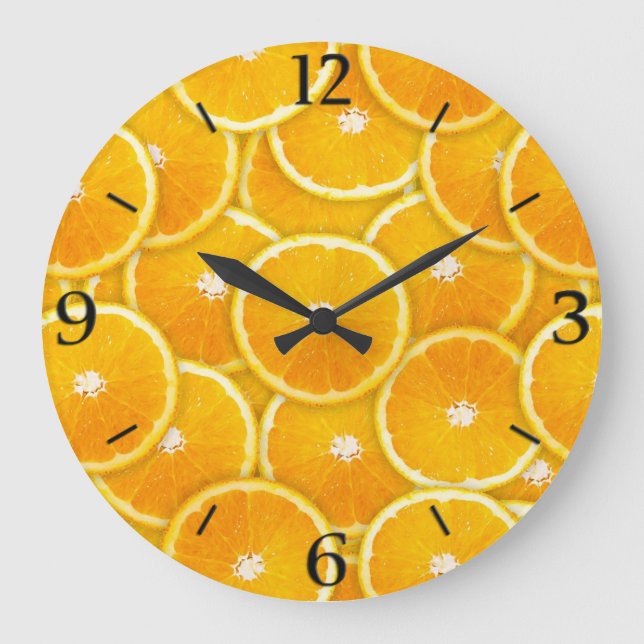 Orangefarbene Scheiben Große Wanduhr (Vorderseite)