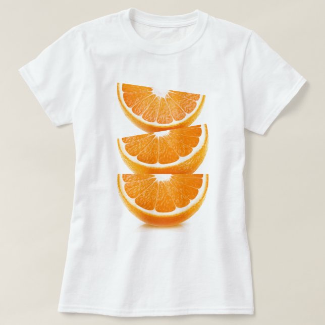 Orangefarbene Scheiben in einem Stapel T-Shirt (Design vorne)