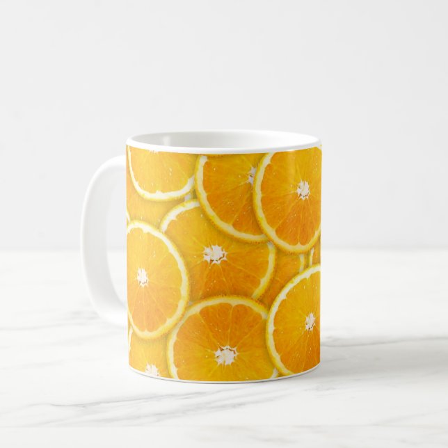 Orangefarbene Scheiben Kaffeetasse (Vorderseite Links)
