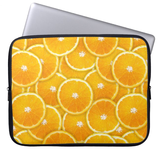 Orangefarbene Scheiben Laptopschutzhülle (Vorderseite)