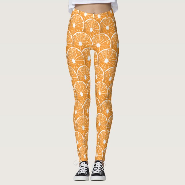Orangefarbene Scheiben Leggings (Vorderseite)