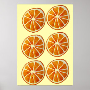 Orangefarbene Scheiben Makro Frucht Pop Art Poster